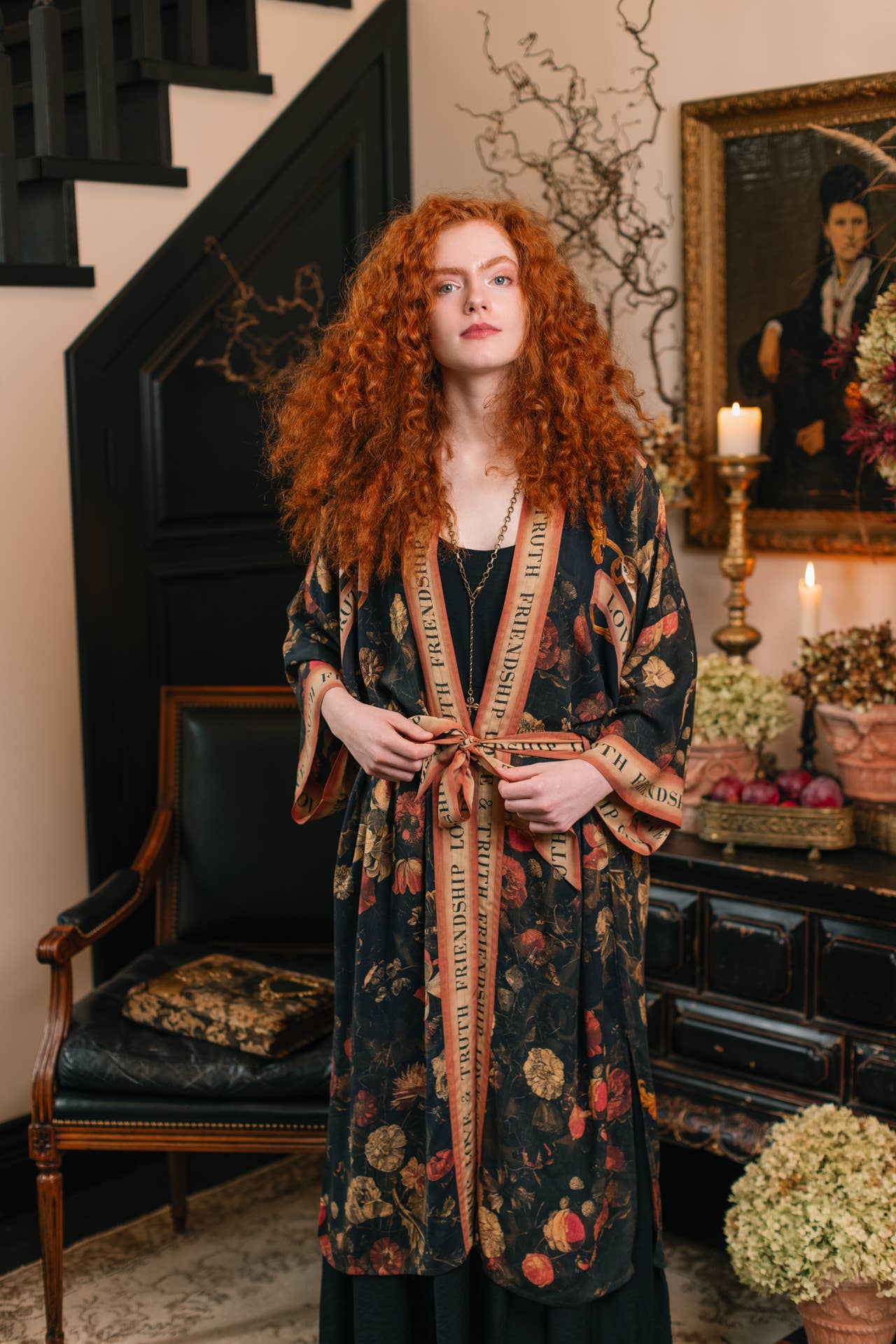 Heart of Gold Opera Duster Kimono Robe w/ Sacred Heart