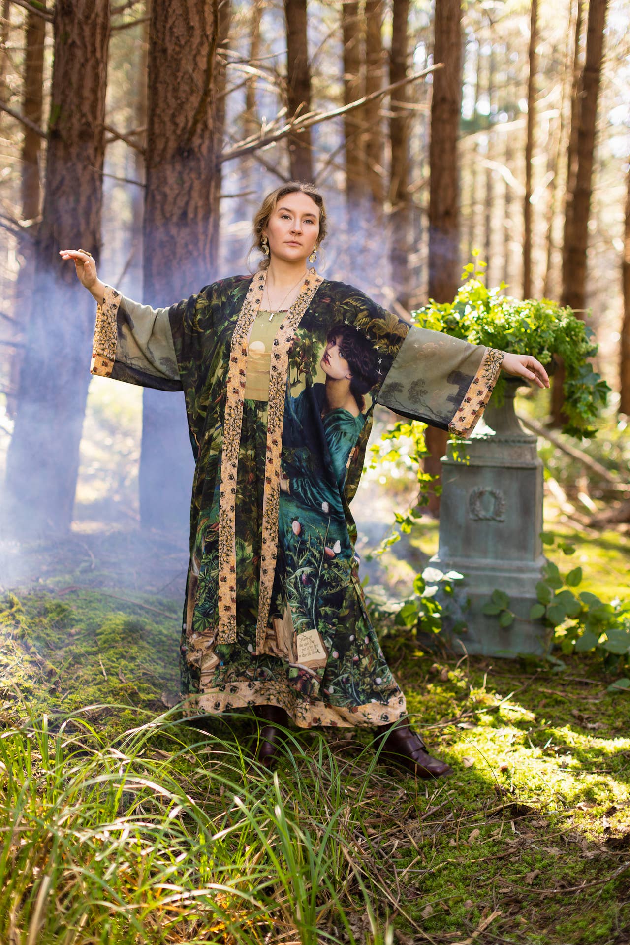 Bella Notte Kimono Robe w/ Rabbit and Moon
