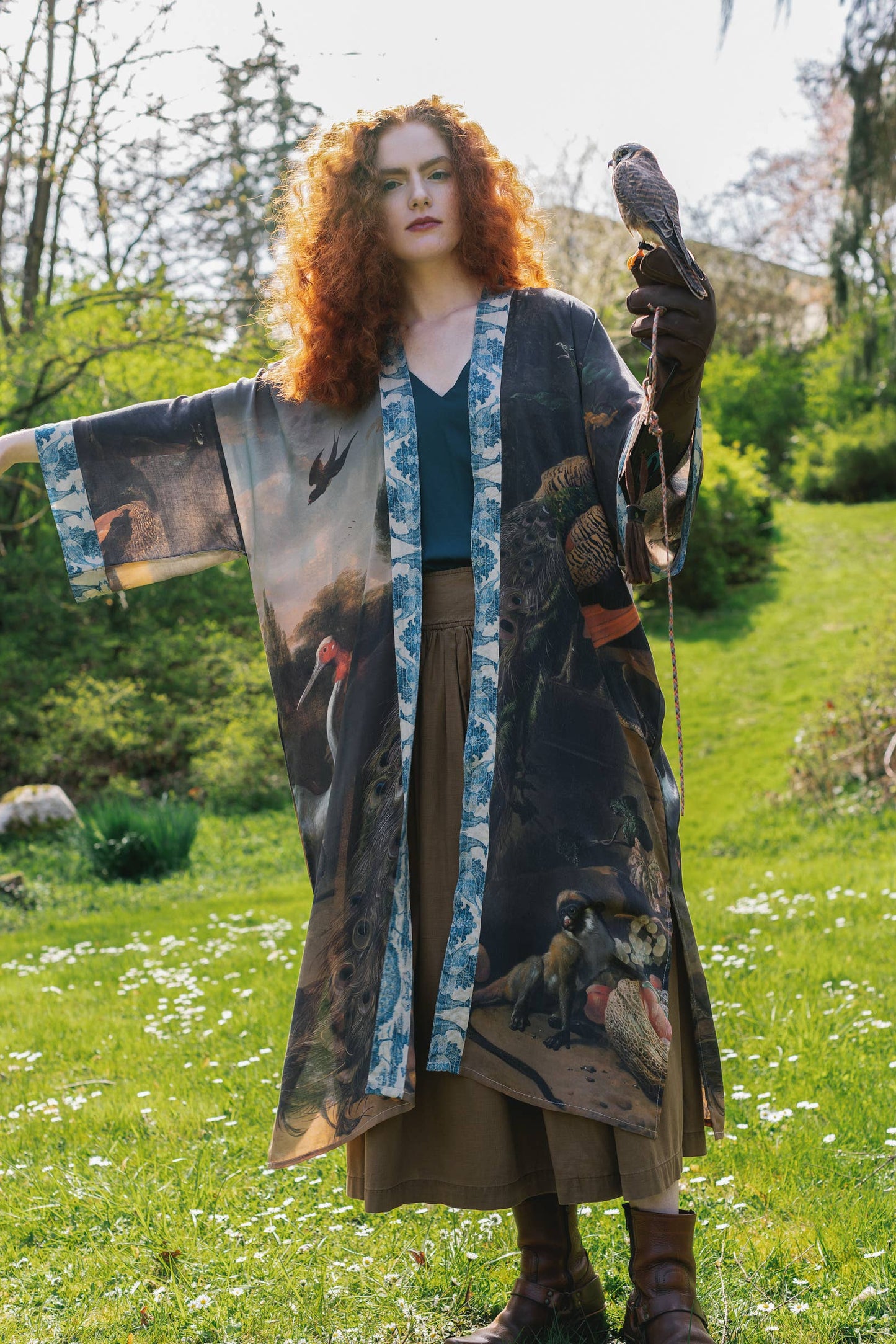 Wild Beauty Kimono Robe w/ Peacock
