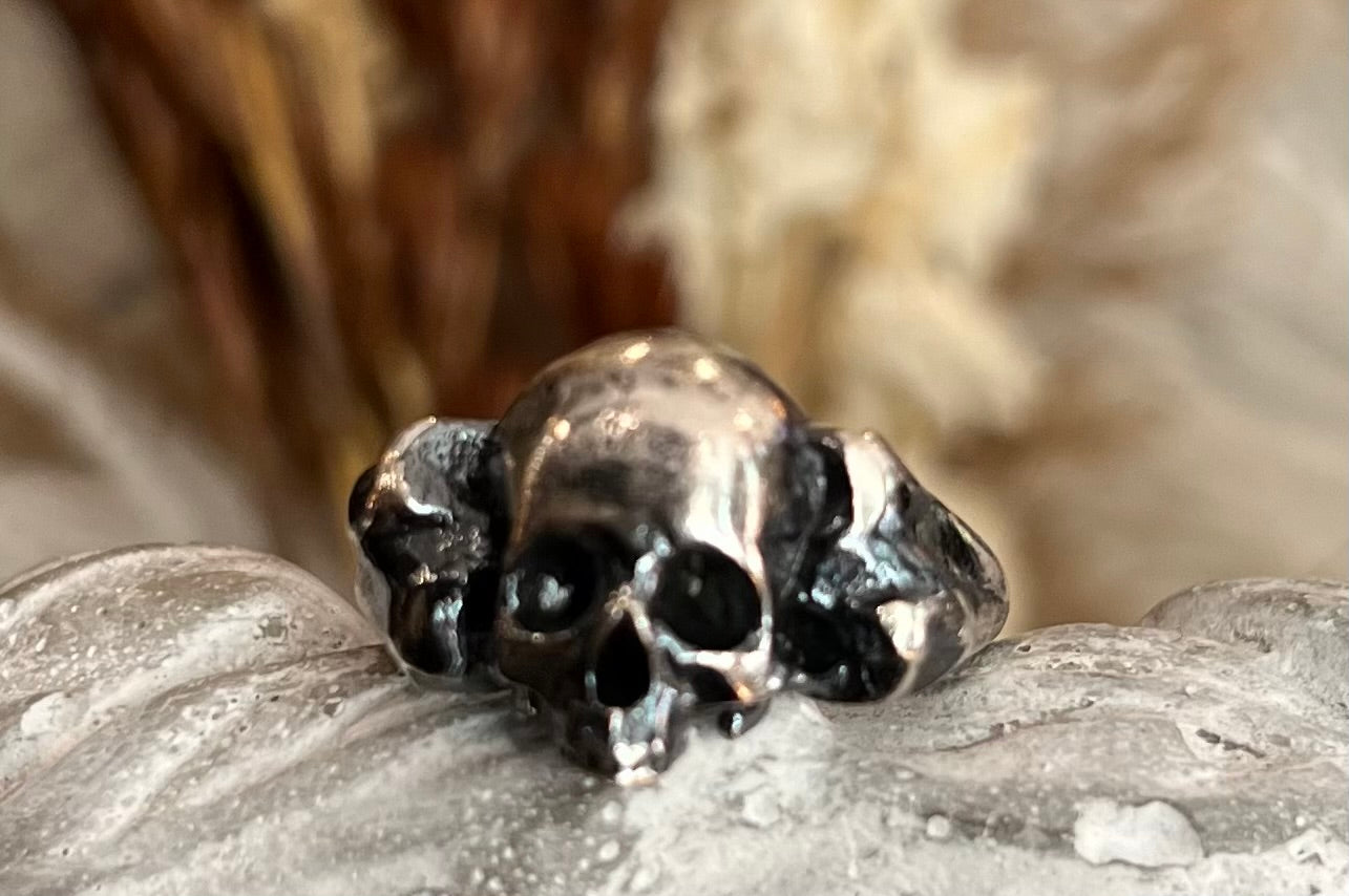 Sinister Sepulcher Skull and Bones Ring in Sterling Silver by Julian the 2nd