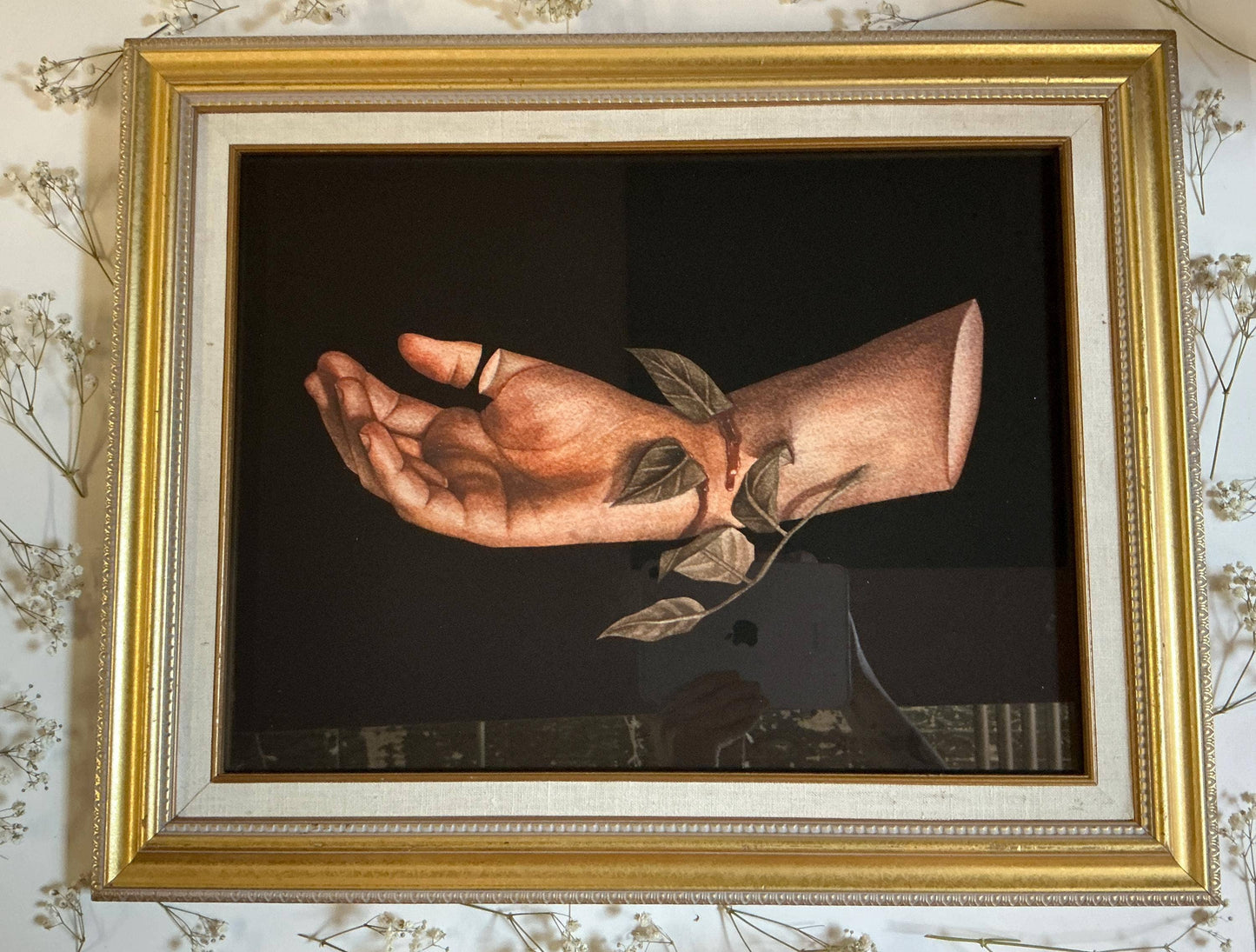 Framed Print - Hand with Ivy - Watercolor Gothic Wall Art