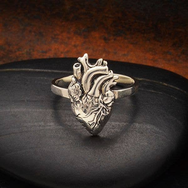Anatomical Heart Ring in Sterling Silver