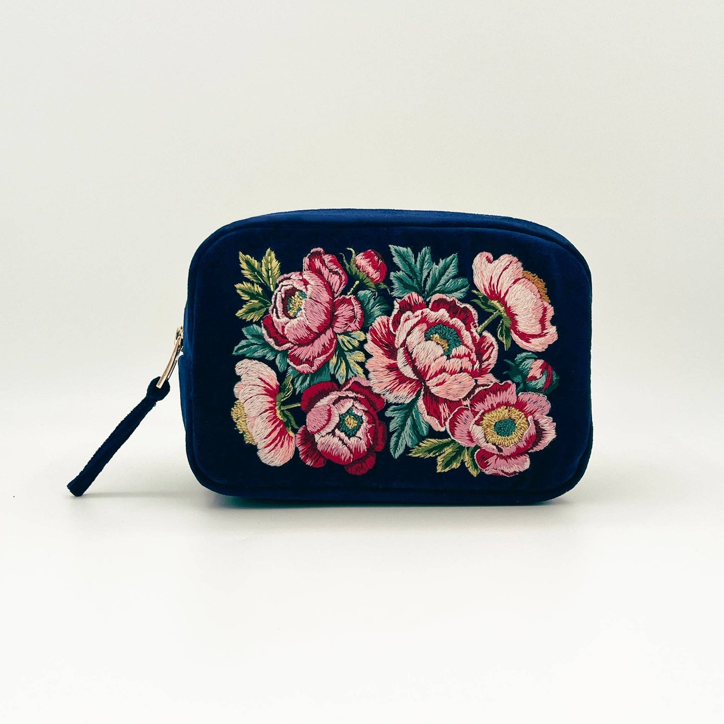 Peony - Prosperity Embroidered Velvet Makeup Bag