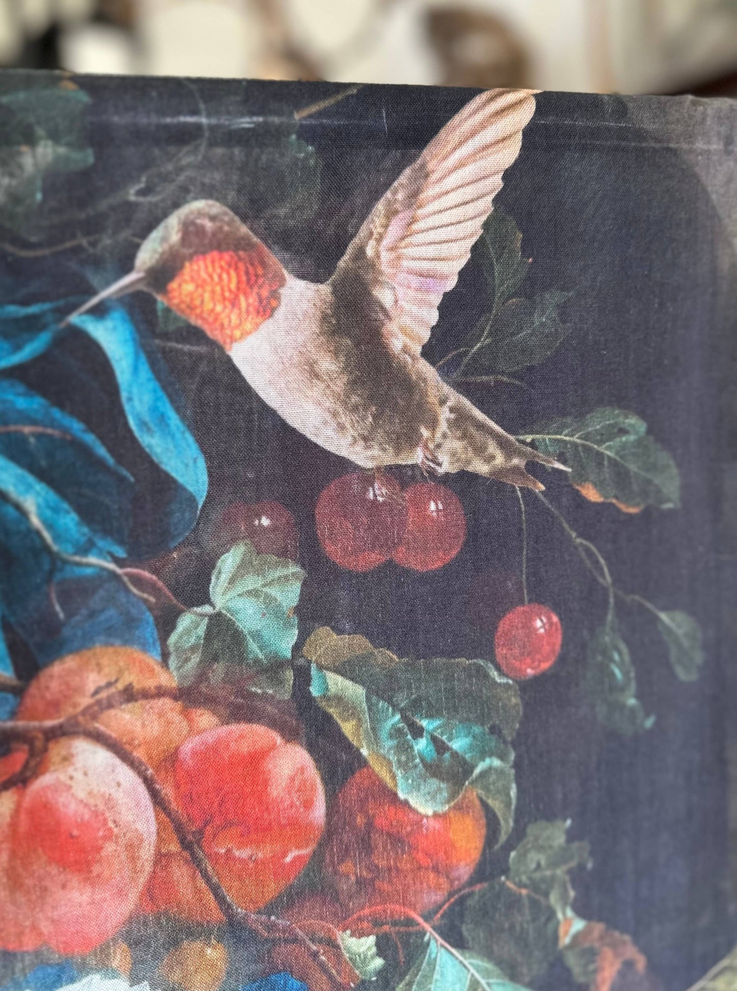 Flight of Fancy Floral Scarf with Hummingbirds