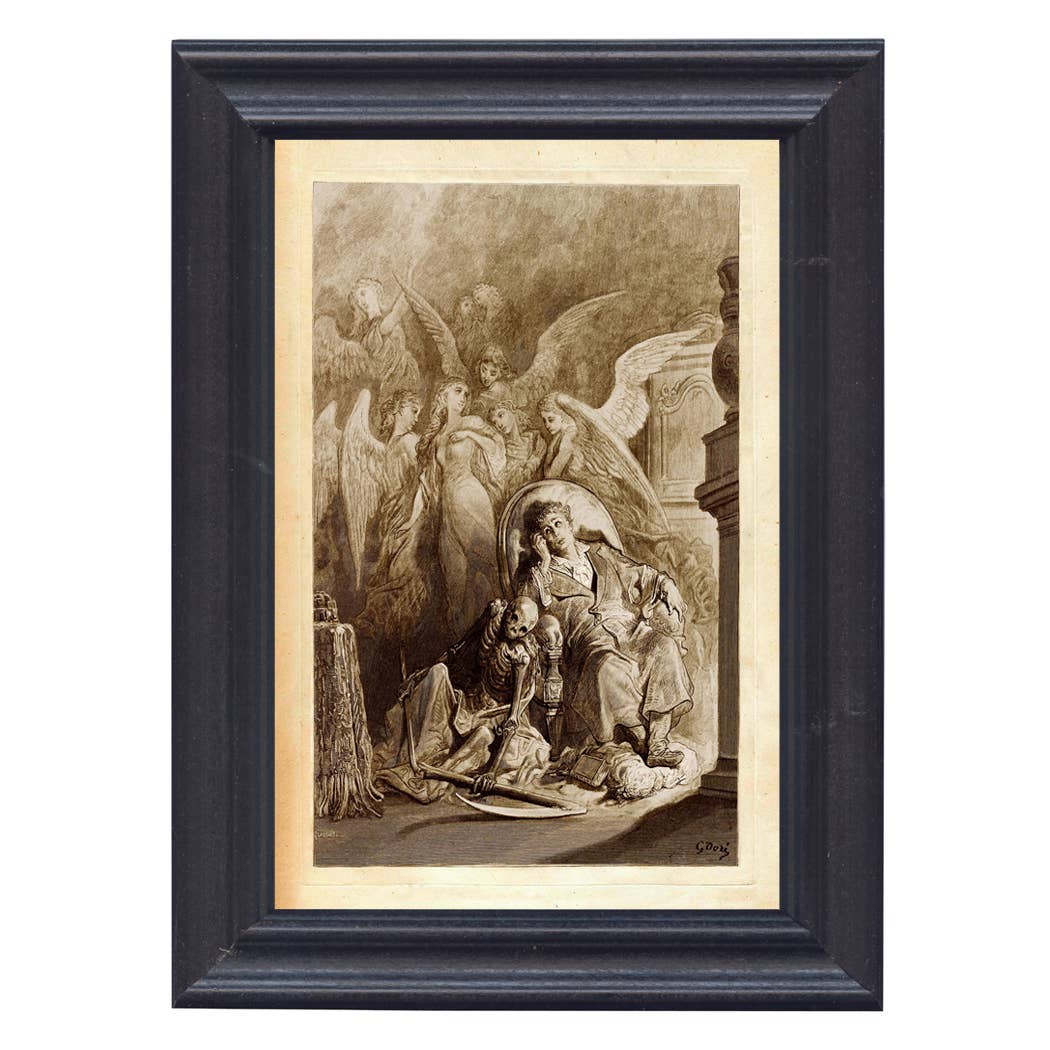 Set of 4 The Raven Edgar Allan Poe Framed Illustration Print