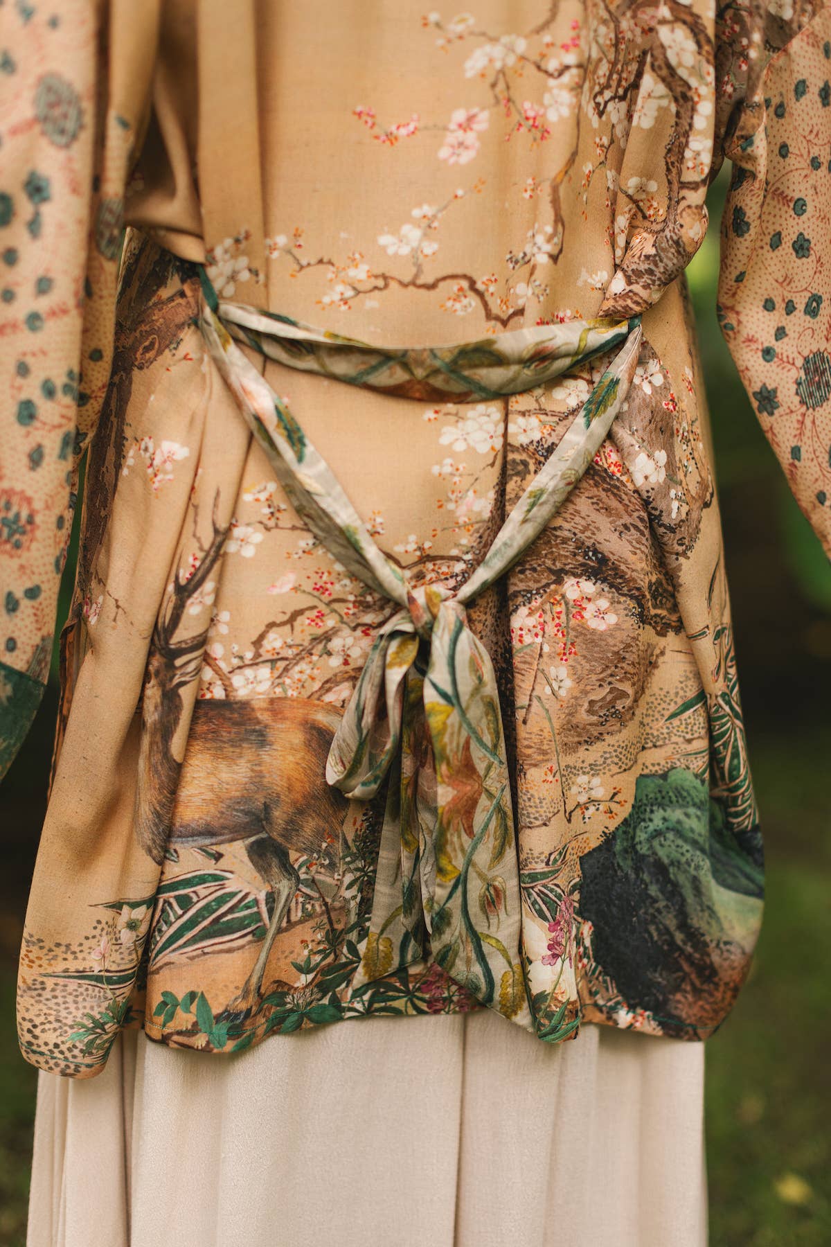 Fable Matinée Duster Kimono w/ Deer and Moon