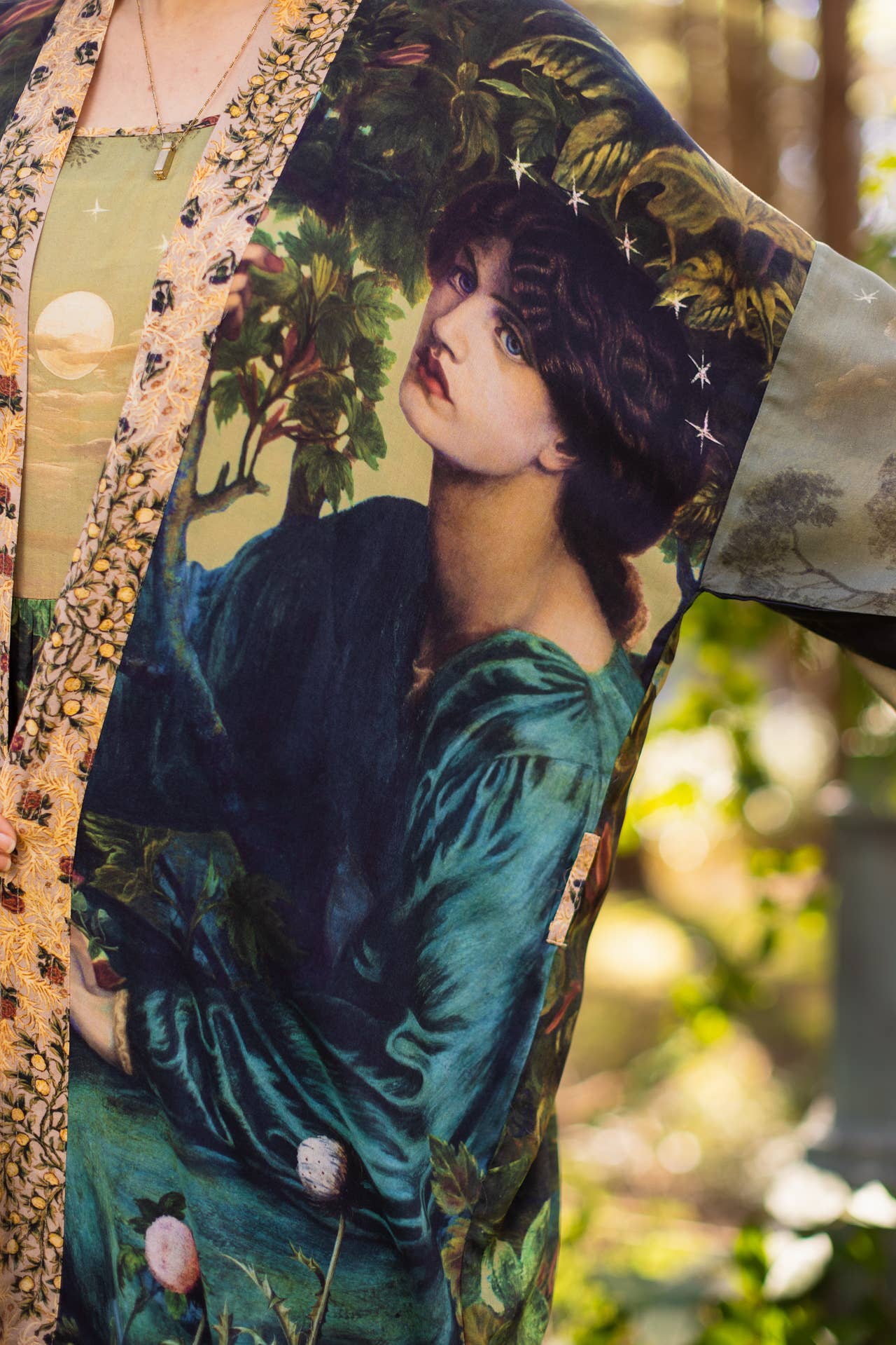 Bella Notte Kimono Robe w/ Rabbit and Moon