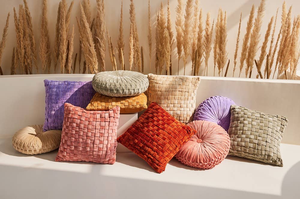 Velvet Round Handmade Pillow Biscotti  - 16 Inch