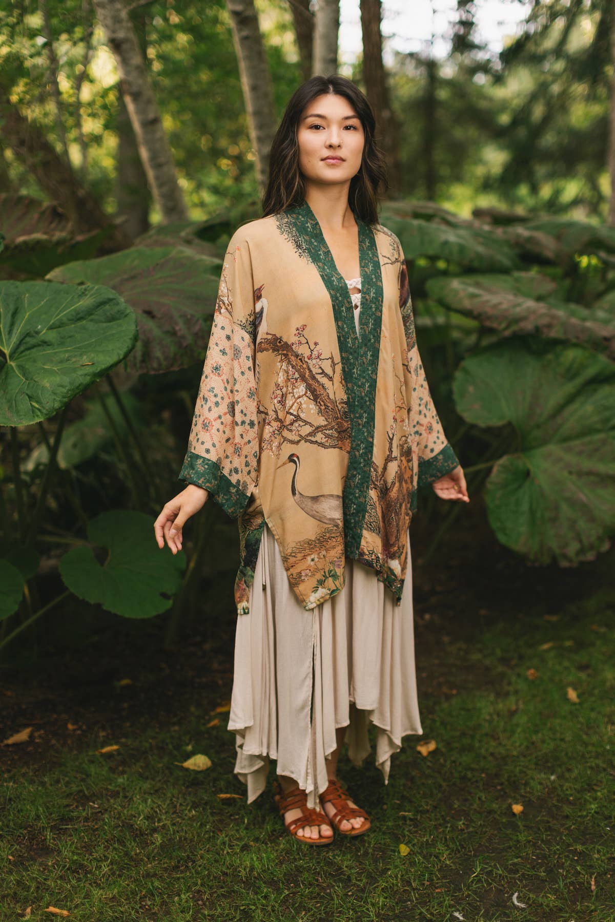 Fable Matinée Duster Kimono w/ Deer and Moon