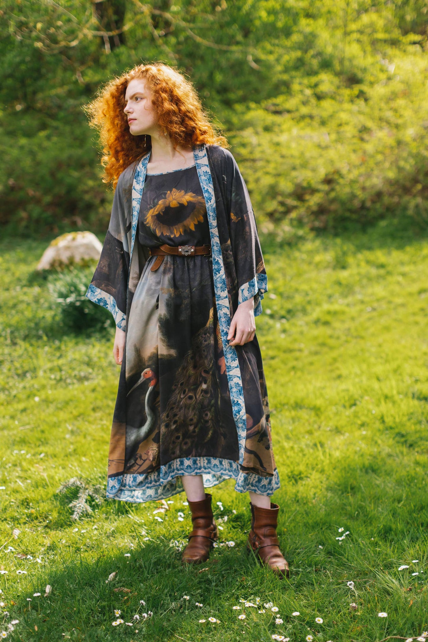 Wild Beauty Kimono Robe w/ Peacock