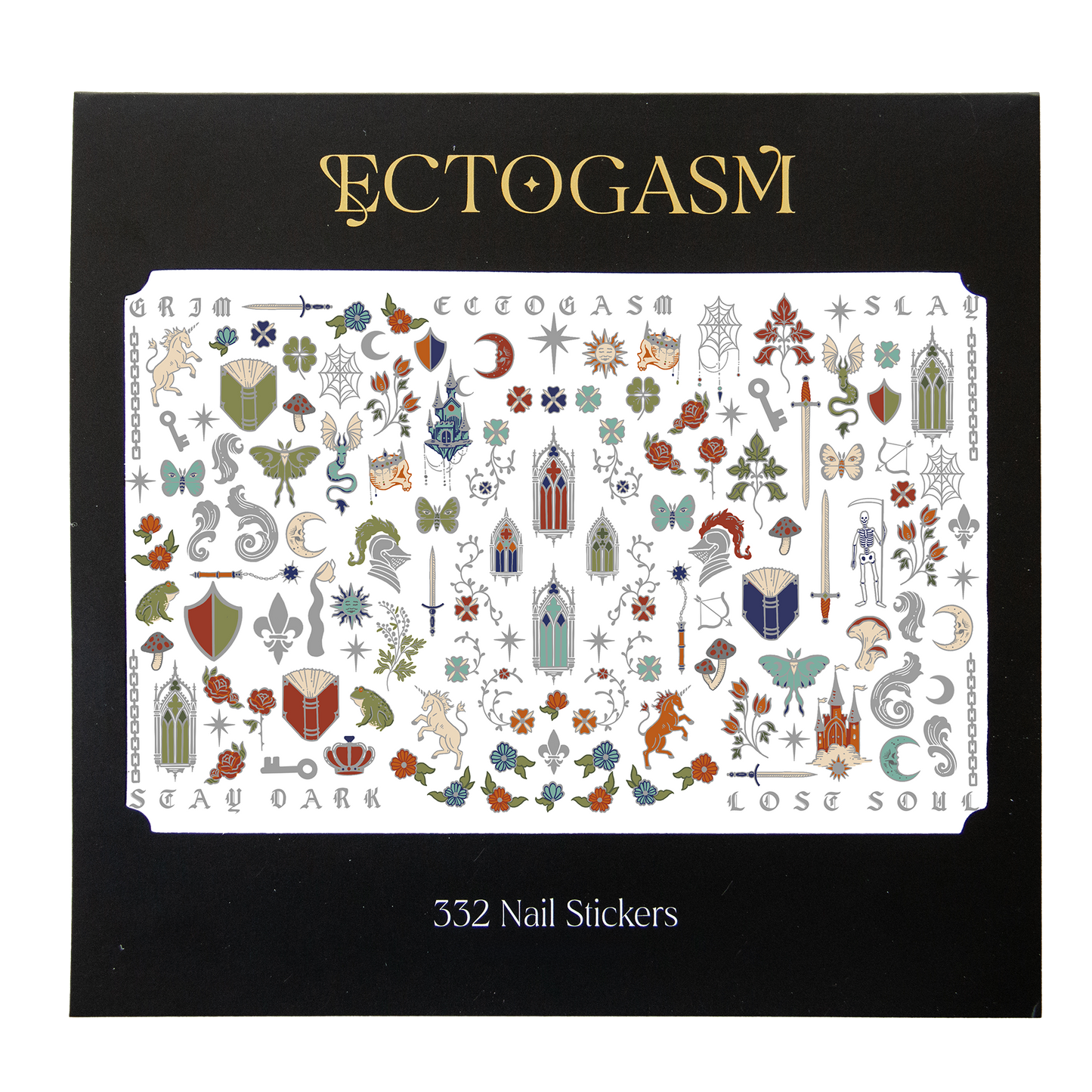 Illuminated Medieval Nail Stickers in Silver by Ectogasm