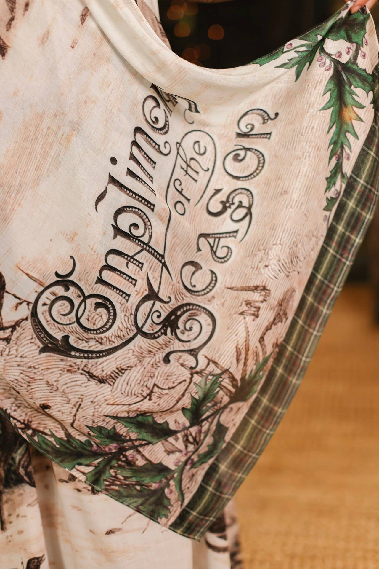 Winter Wish Christmas Bamboo Scarf with Plaid and Deer