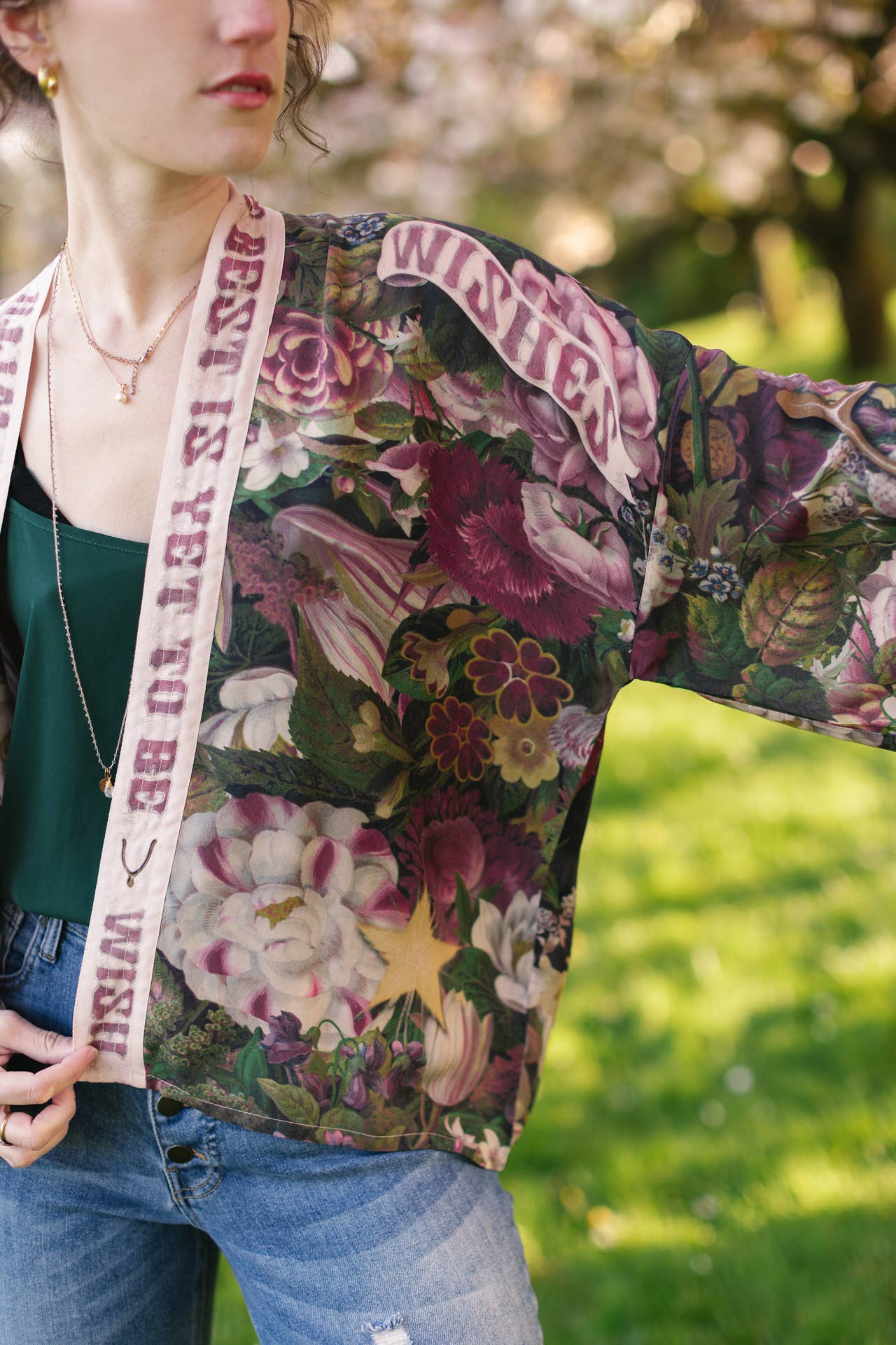 Make A Wish Pixie Duster Cropped Kimono w/ Wishbone Dandelion
