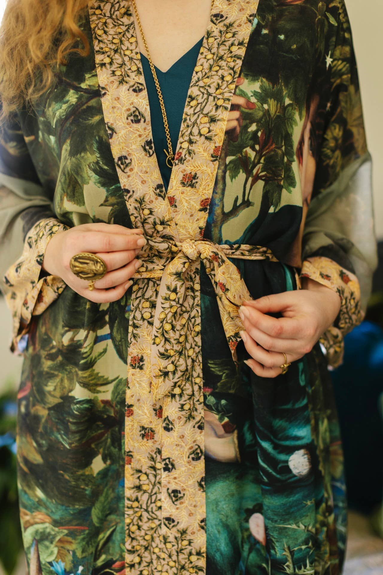Bella Notte Kimono Robe w/ Rabbit and Moon