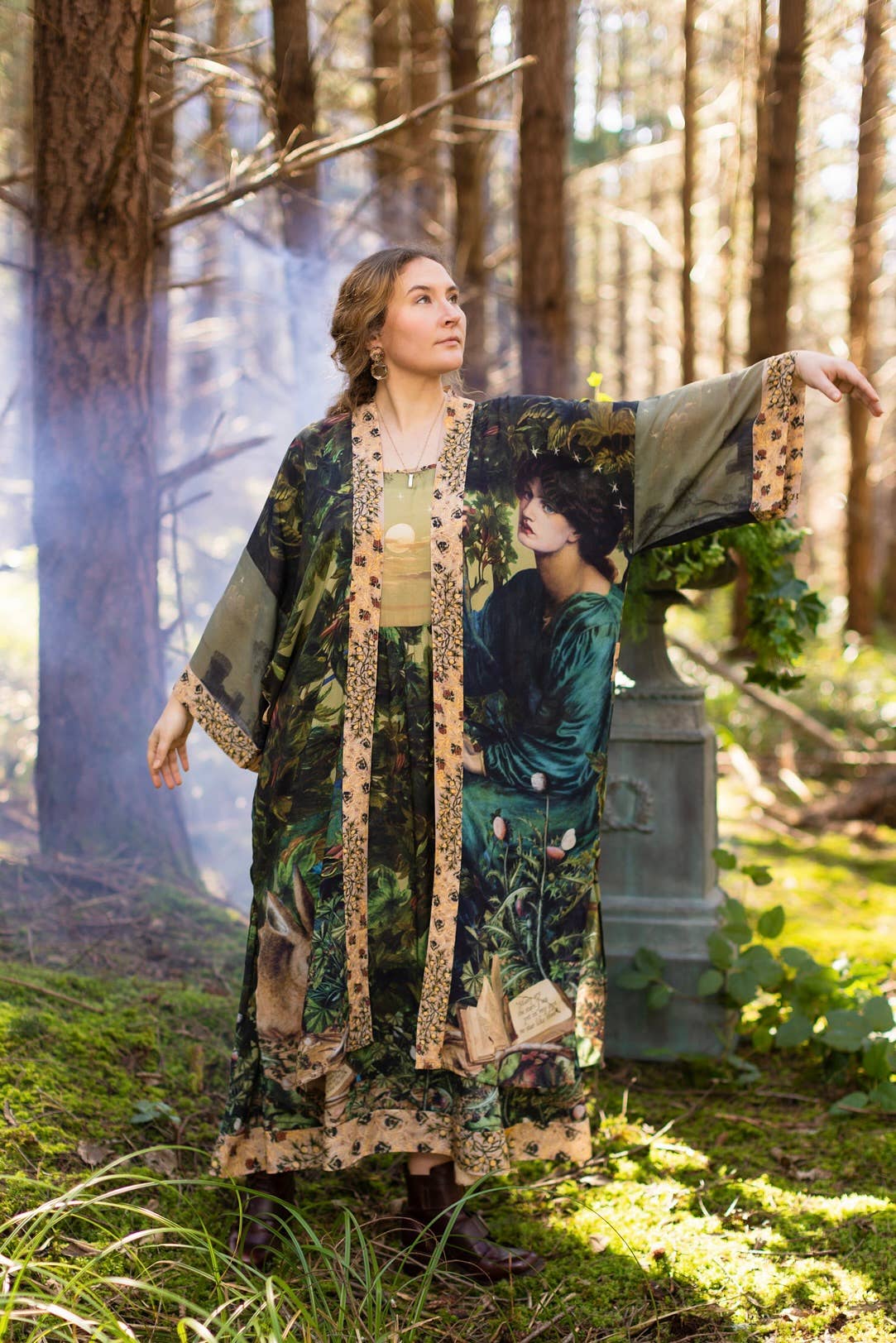 Bella Notte Kimono Robe w/ Rabbit and Moon