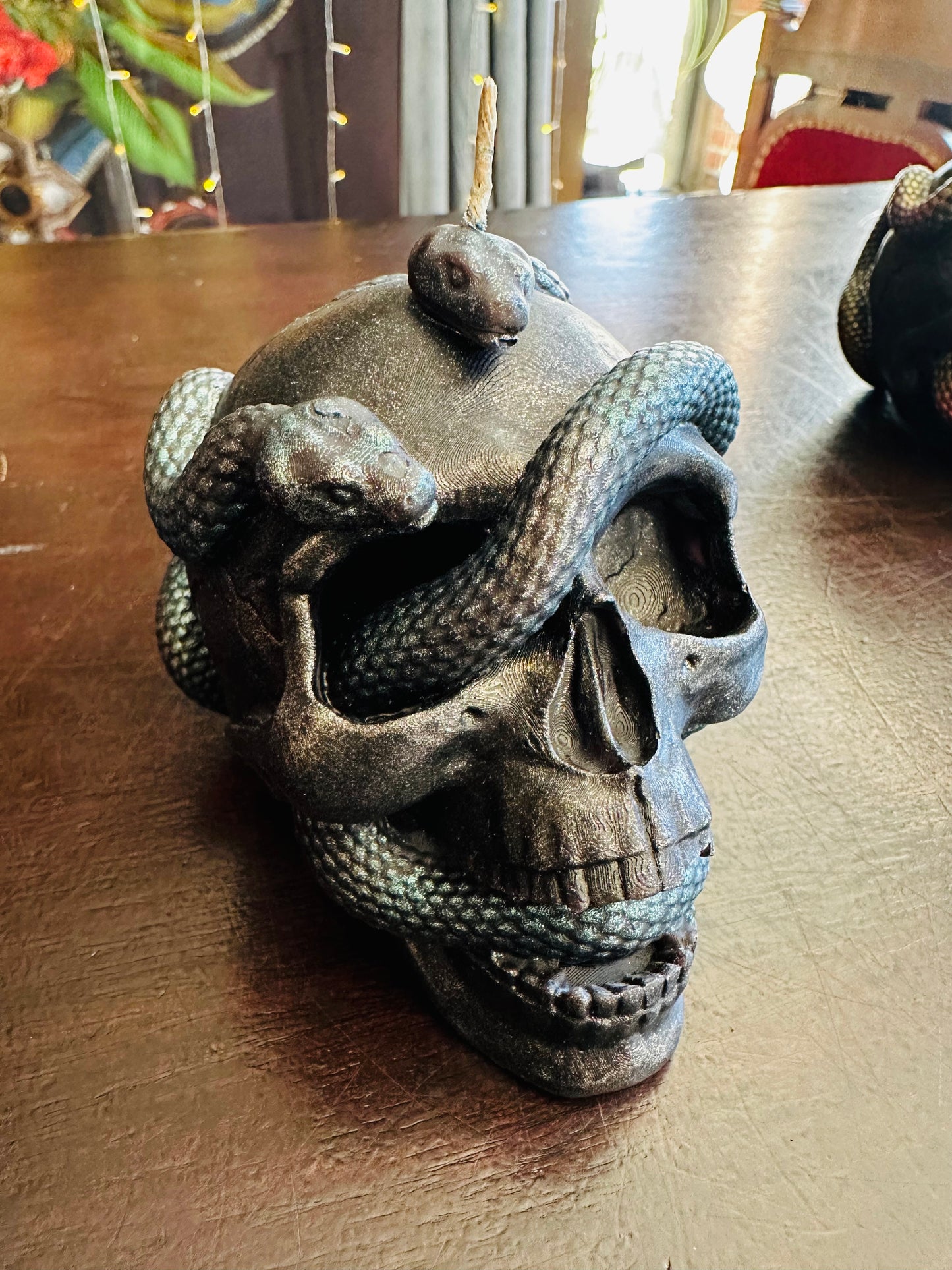 Serpent’s Embrace Skull & Snake Candle by Chthonic Star