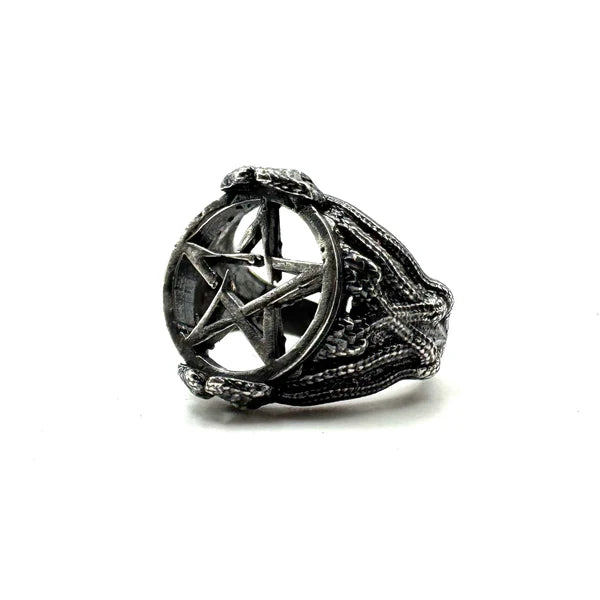 Medusa Pentacle Ring in Sterling Silver