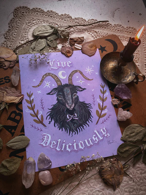 Black Phillip "Live Deliciously" 8.5x11 Art Print by Olivia Faust