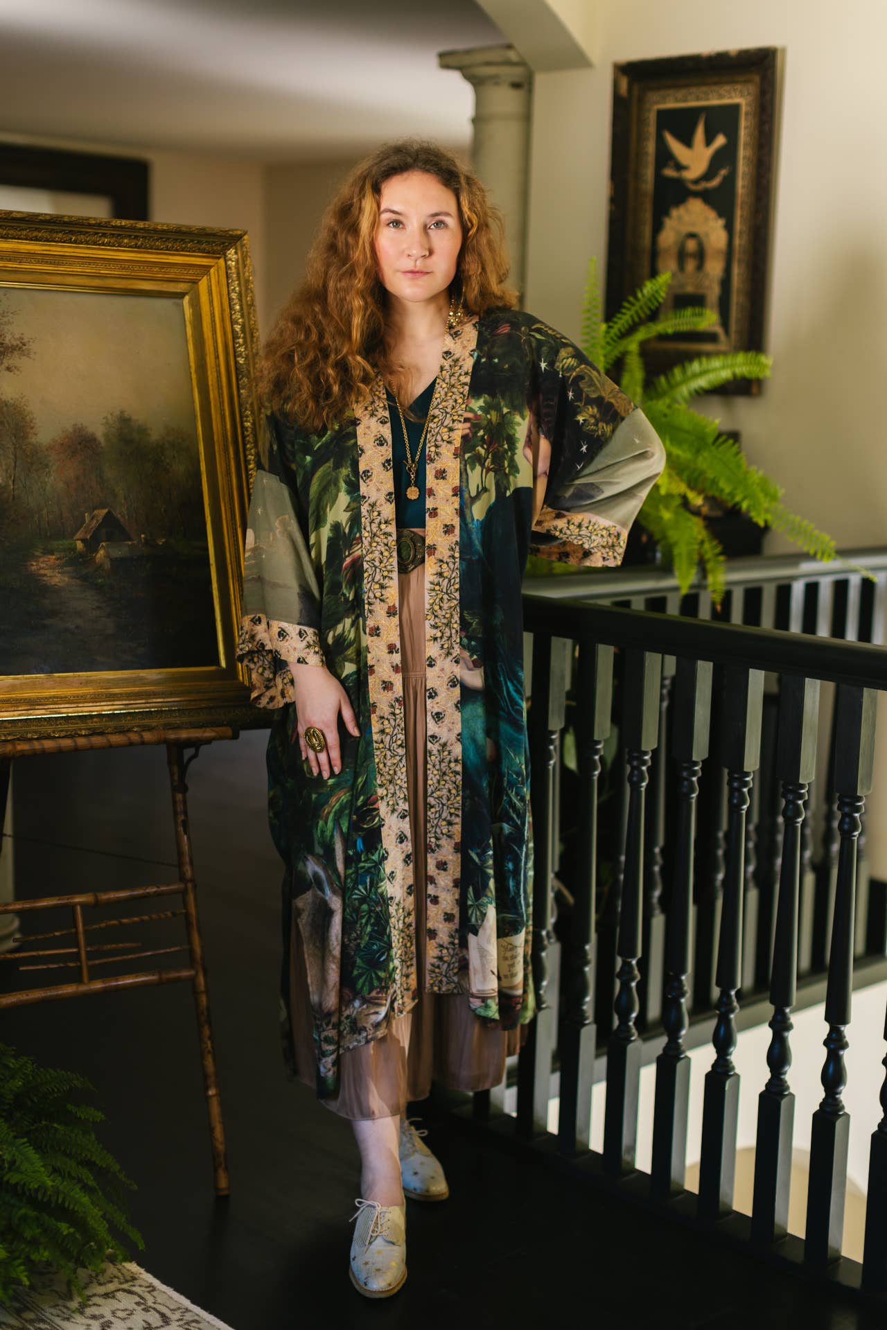 Bella Notte Kimono Robe w/ Rabbit and Moon