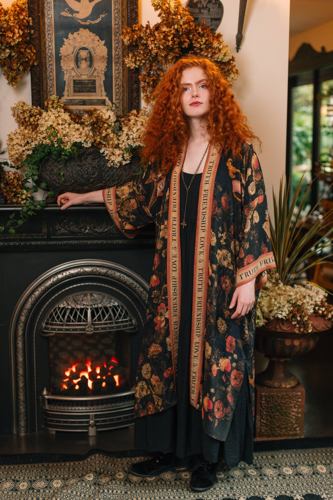 Heart of Gold Opera Duster Kimono Robe w/ Sacred Heart