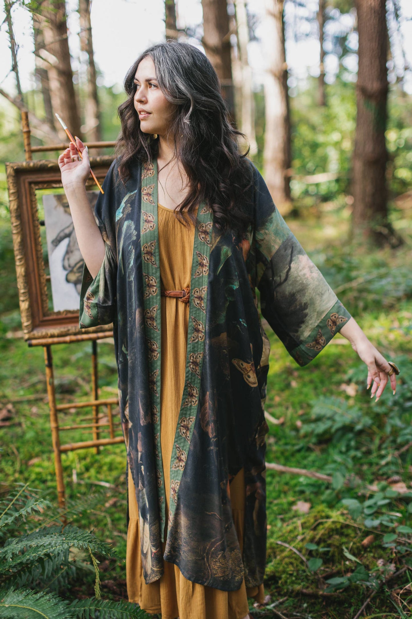 Heartwork Duster Kimono Robe w/ Butterflies