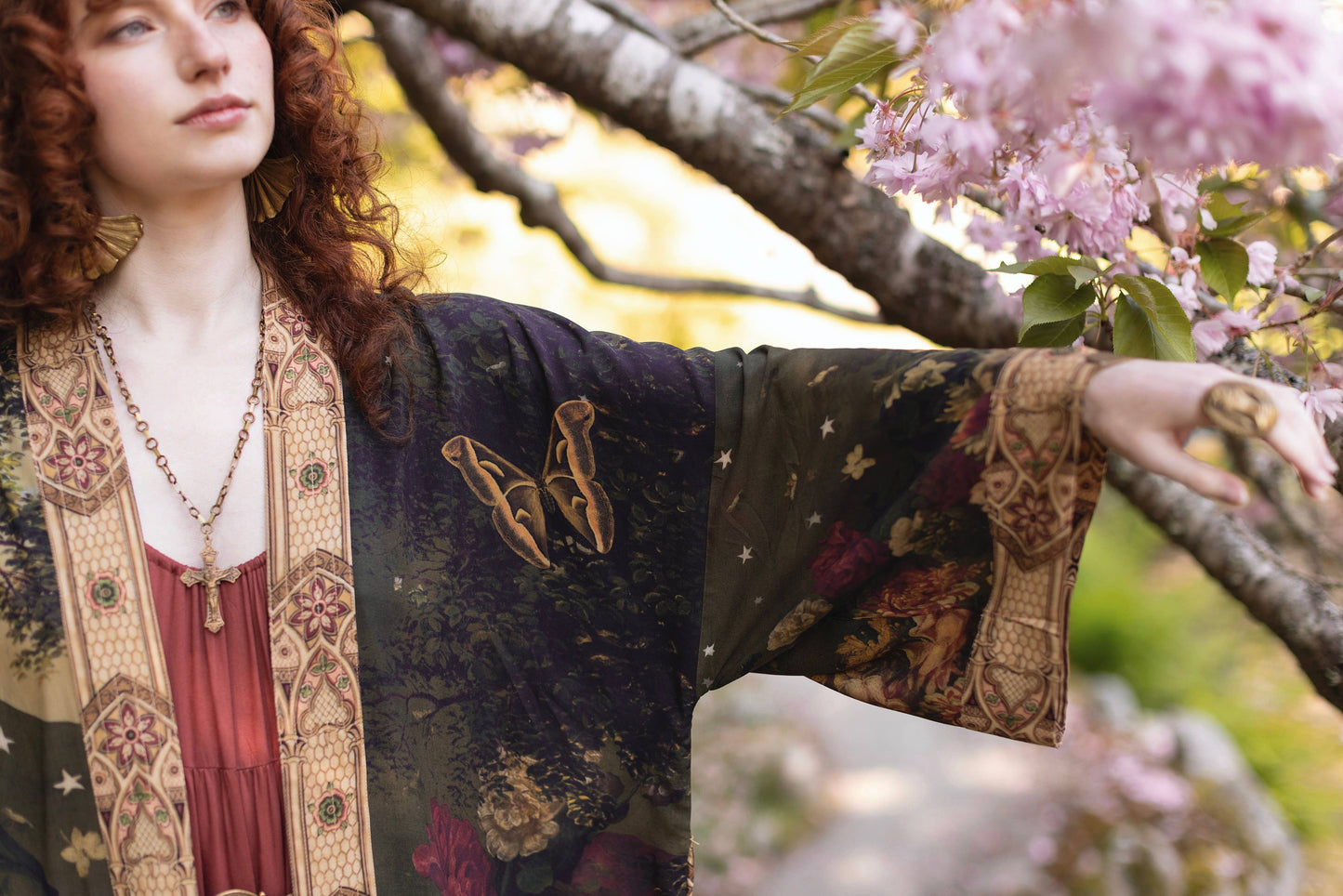 The Messenger Opera Duster Robe w/ Joan of Arc & Florals