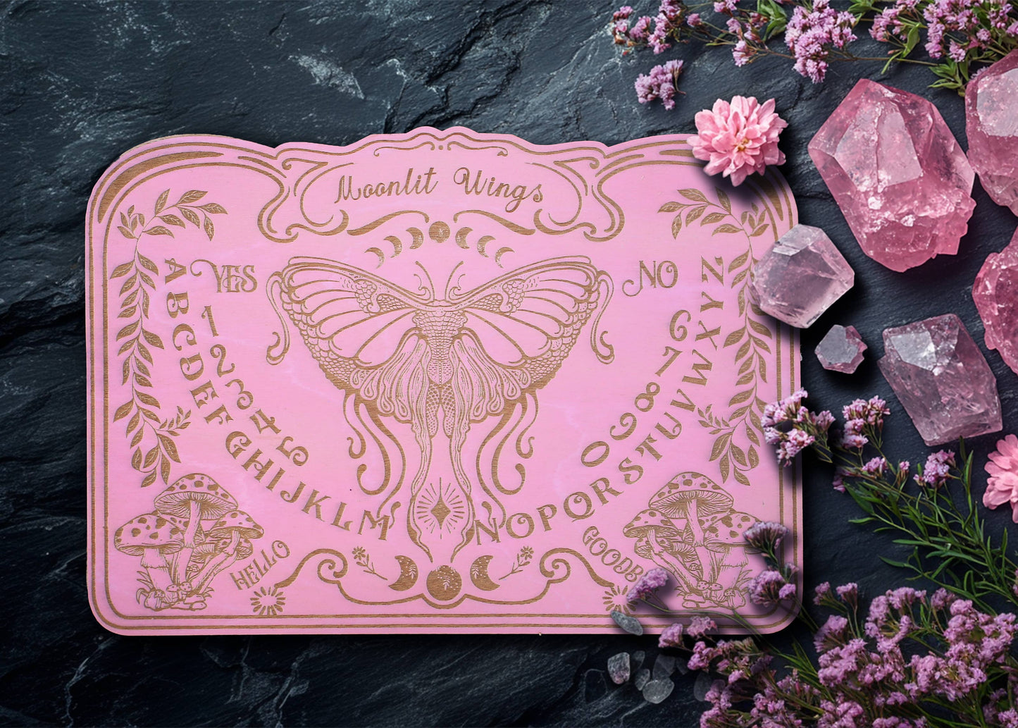 Pink Moonlit Wings Ouija Spirit Board w/ Planchette