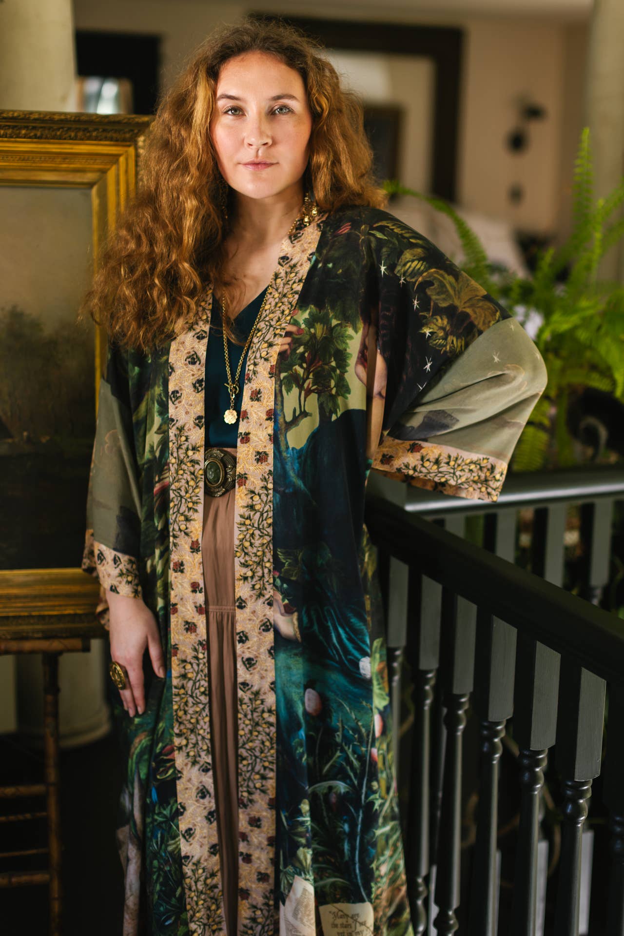 Bella Notte Kimono Robe w/ Rabbit and Moon