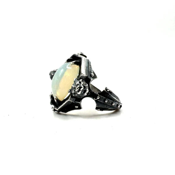 Opal Gargoyle Serpent Sanctum Ring In sterling silver