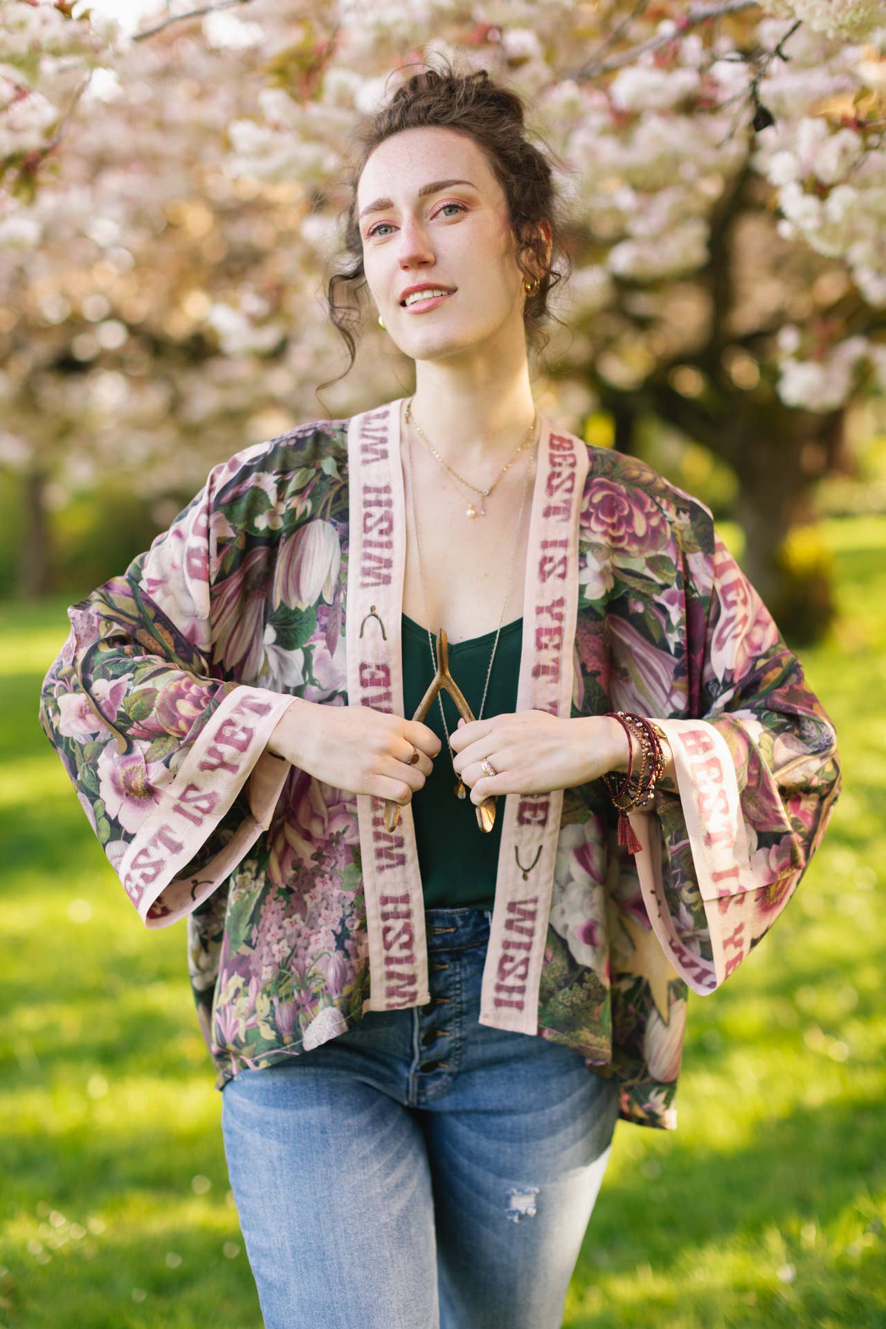 Make A Wish Pixie Duster Cropped Kimono w/ Wishbone Dandelion