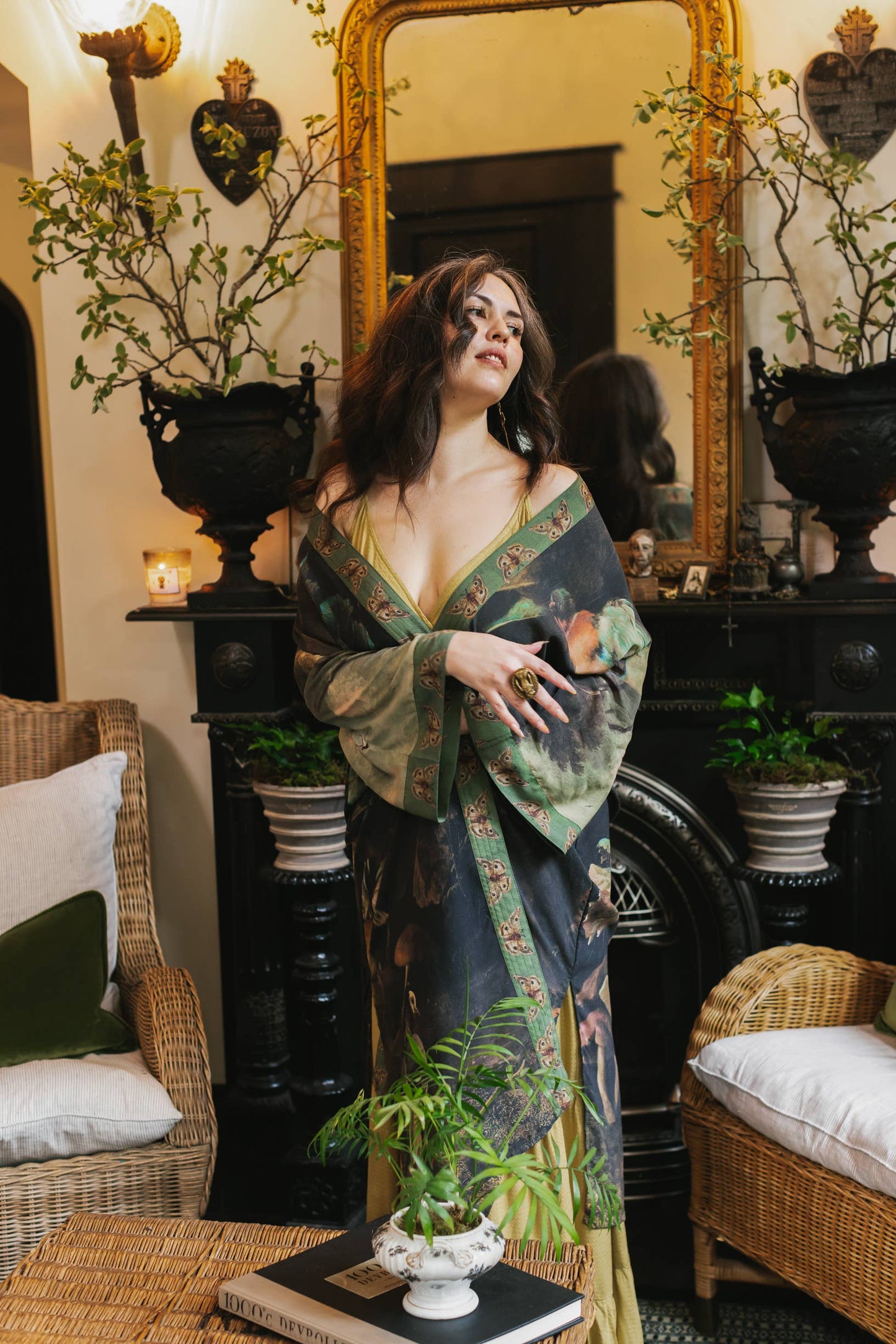 Heartwork Duster Kimono Robe w/ Butterflies