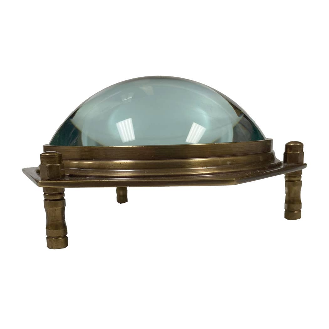 Antiqued Brass Hexagonal Dome Desk Magnifier