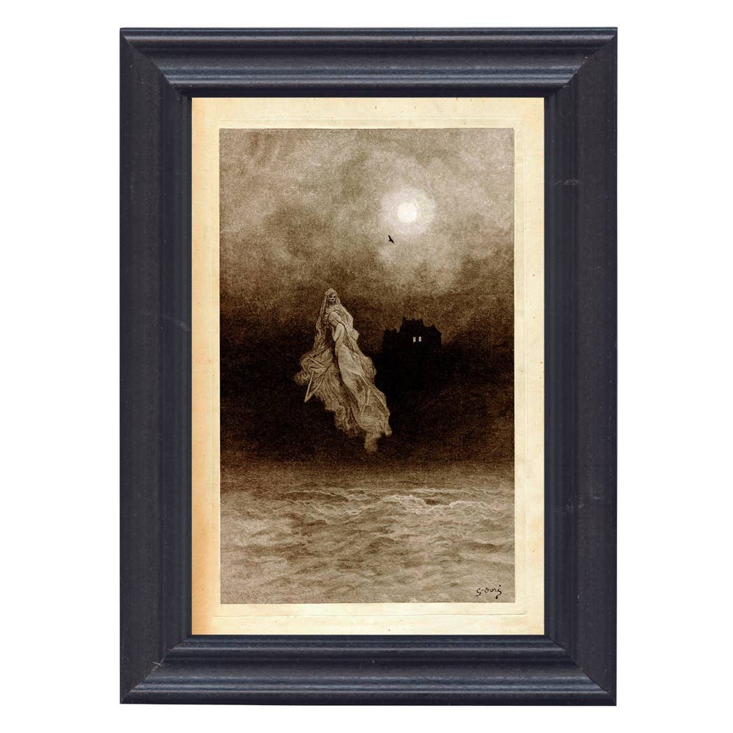 Set of 4 The Raven Edgar Allan Poe Framed Illustration Print