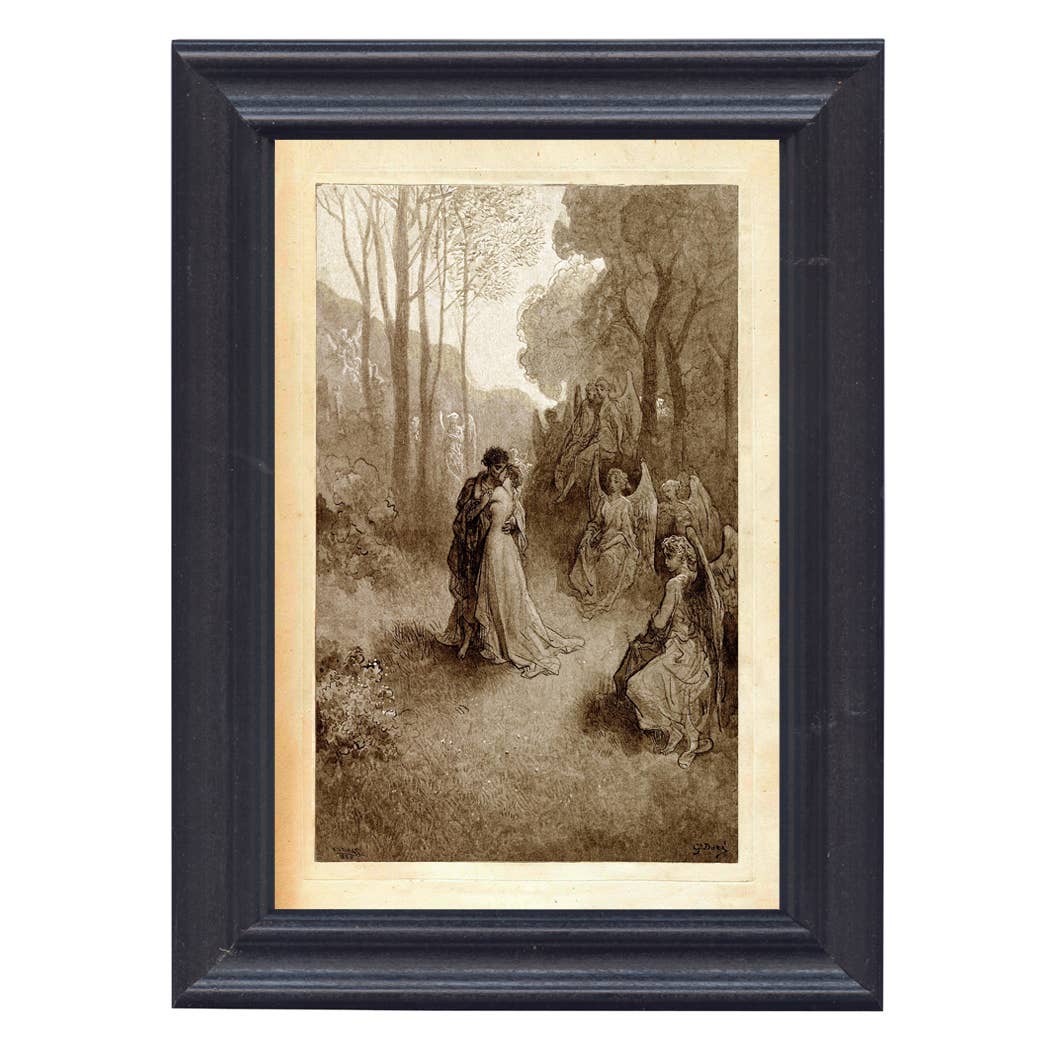 Set of 4 The Raven Edgar Allan Poe Framed Illustration Print