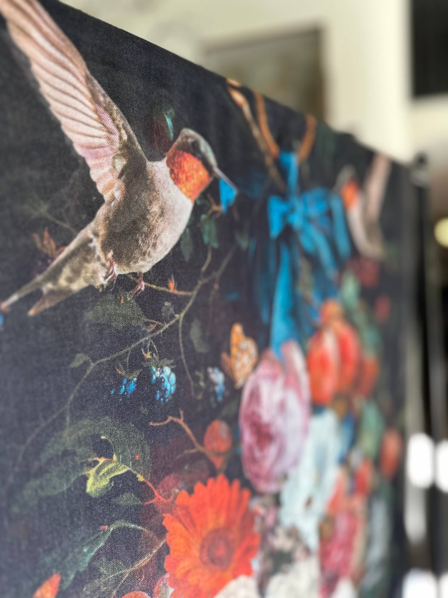 Flight of Fancy Floral Scarf with Hummingbirds