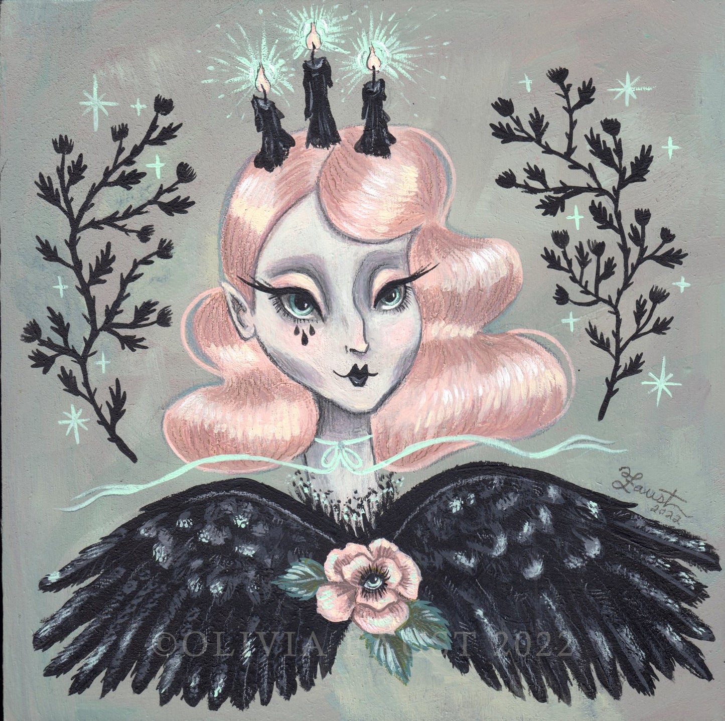 Angelic Mourning 8.5x8.5 Art Print by Olivia Faust