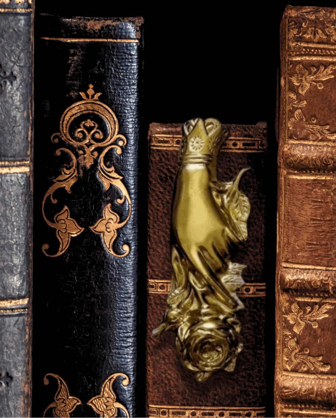Gold Victorian Hand Holding Rose Bookmark