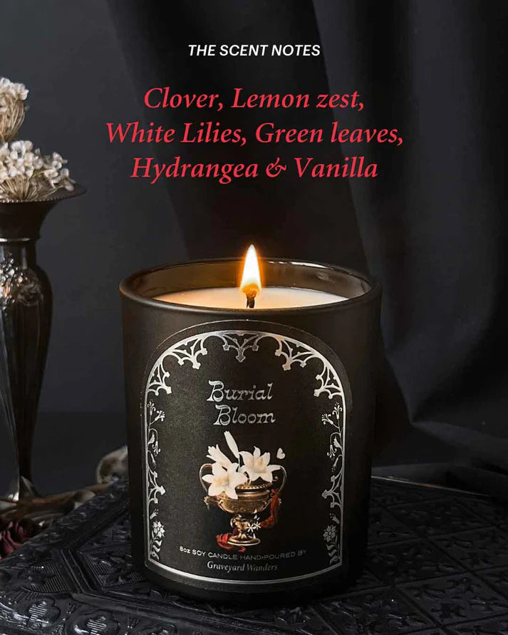 Burial Bloom ~55 Hour Candle by Graveyard Wanders