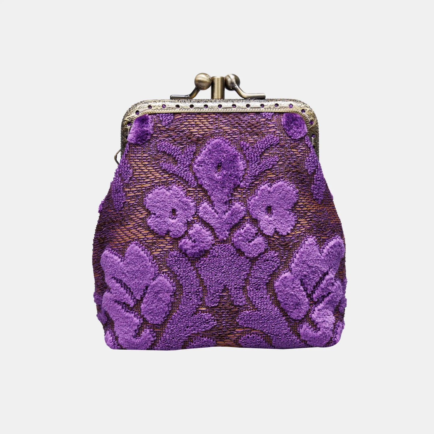 Burnout Velvet Purple Double Kiss Clasp Coin Purse