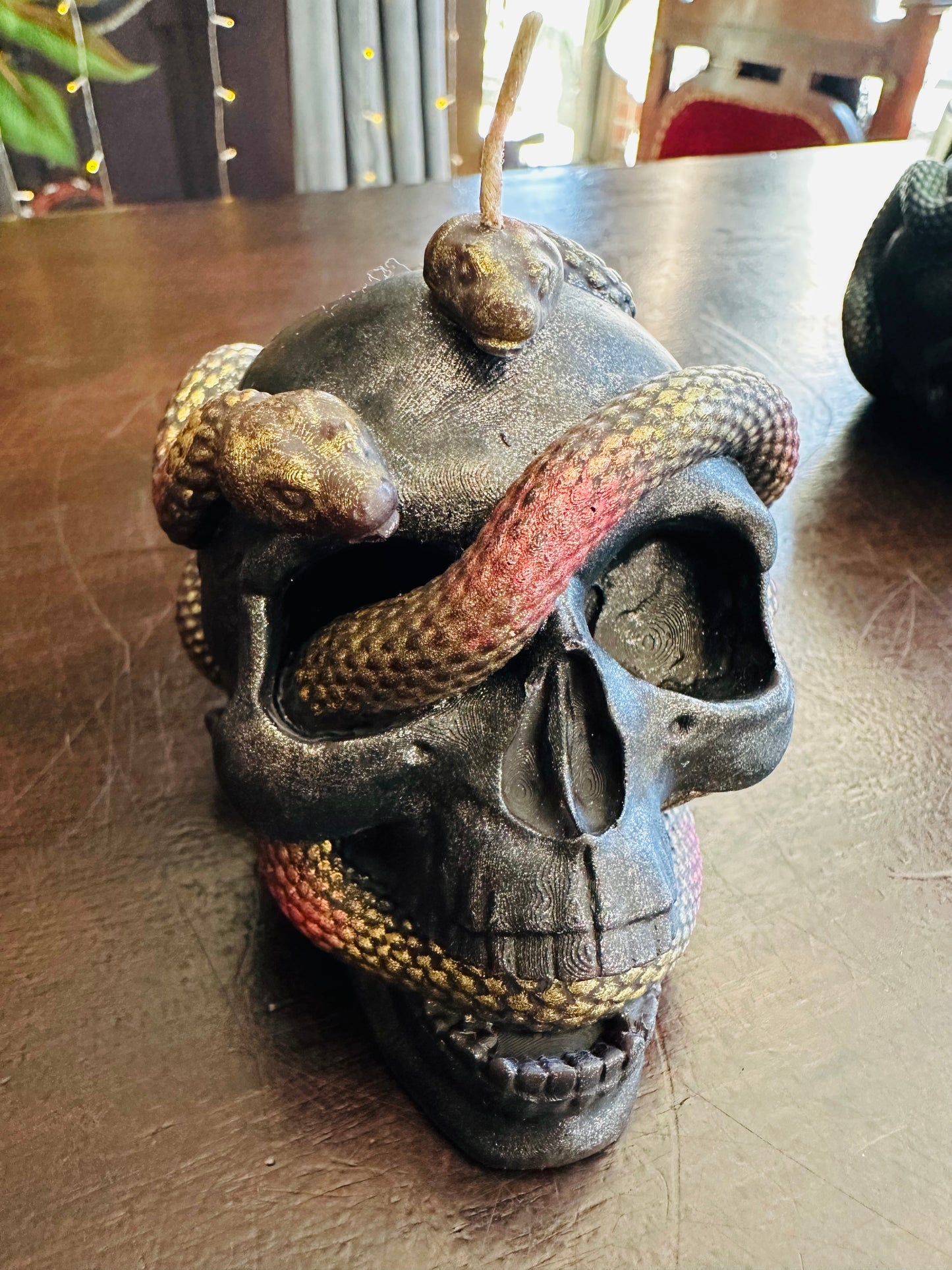 Serpent’s Embrace Skull & Snake Candle by Chthonic Star