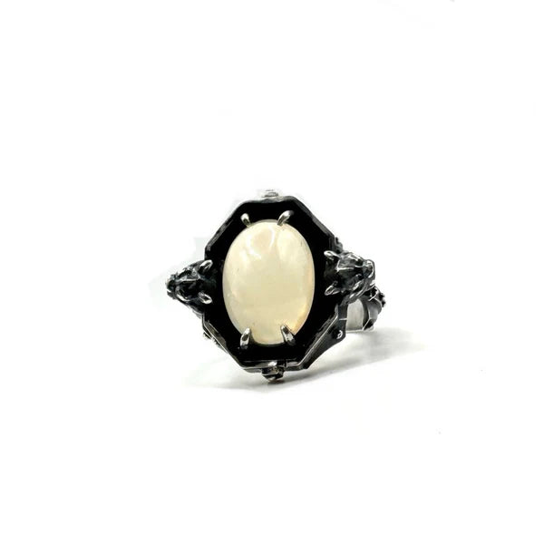 Opal Gargoyle Serpent Sanctum Ring In sterling silver