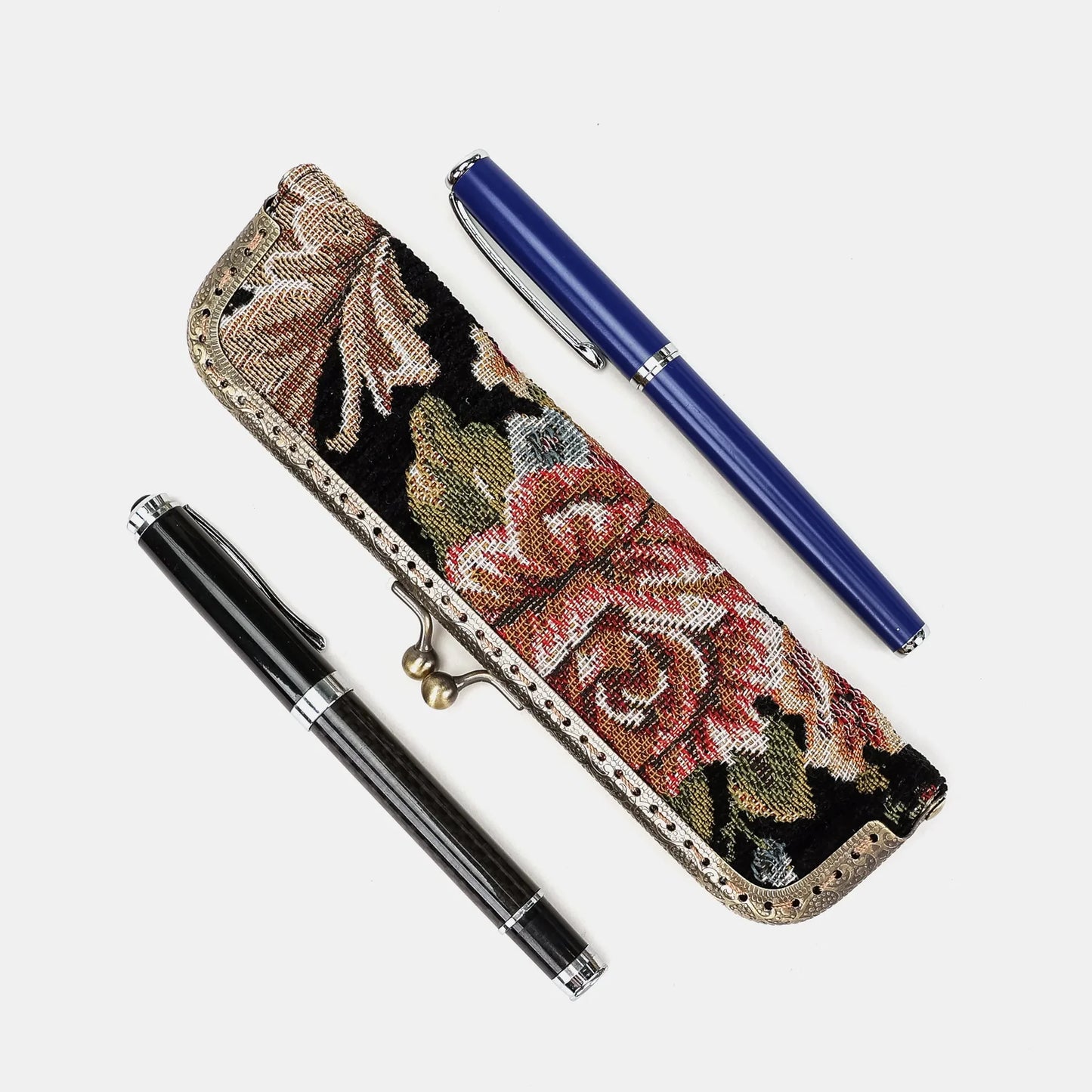 Floral Black Duo Pen Case