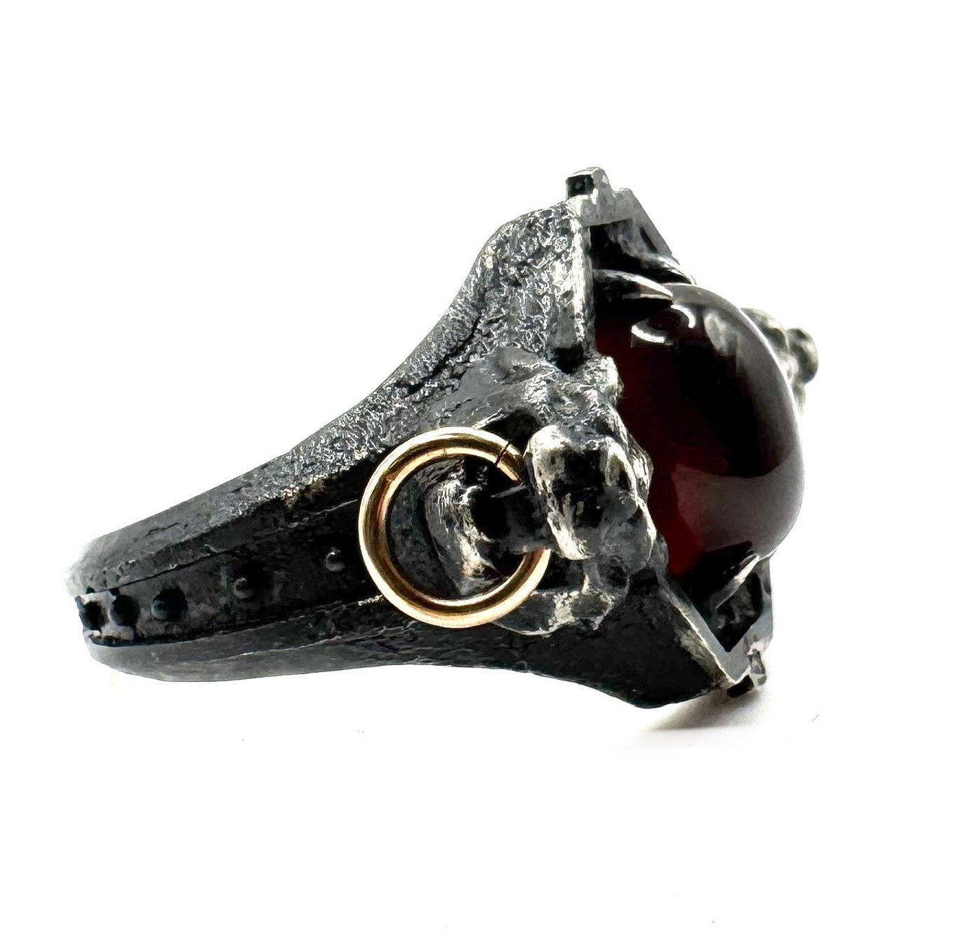 Garnet Sanctum Gargoyle Sterling Silver Ring by Julian the 2nd