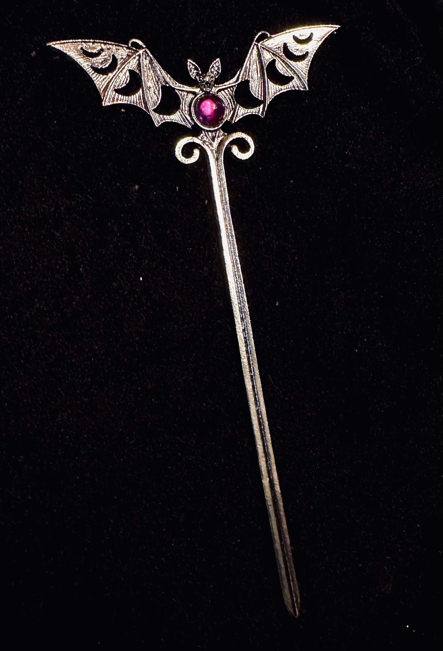 Amethyst Bat Moon Phase Hair Sword