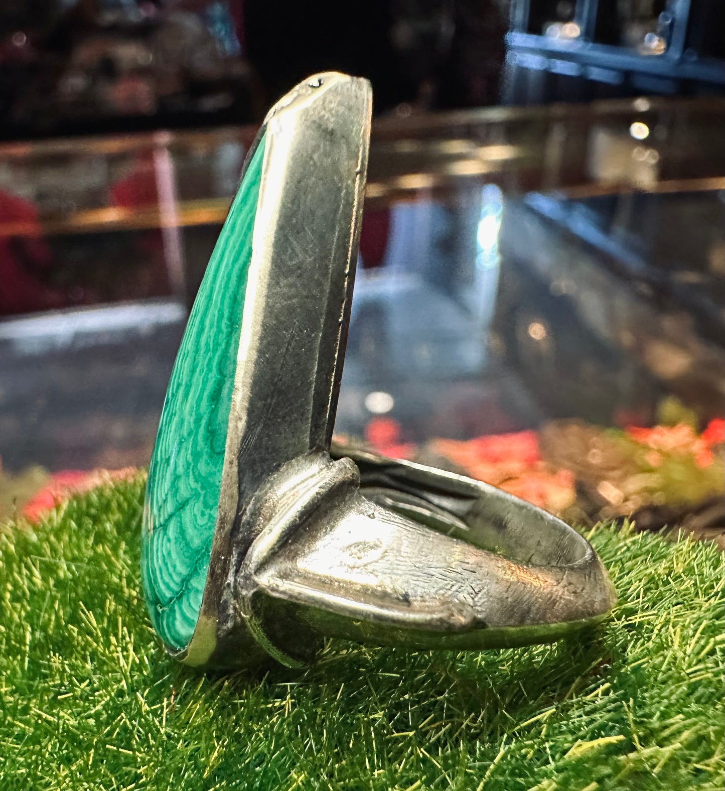 Malachite Teardrop Ring In Sterling Silver by Julian the 2nd