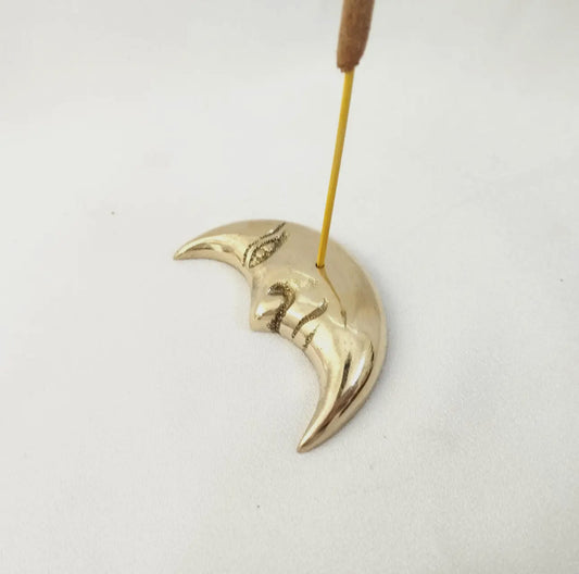 Brass moon incense holder (small)