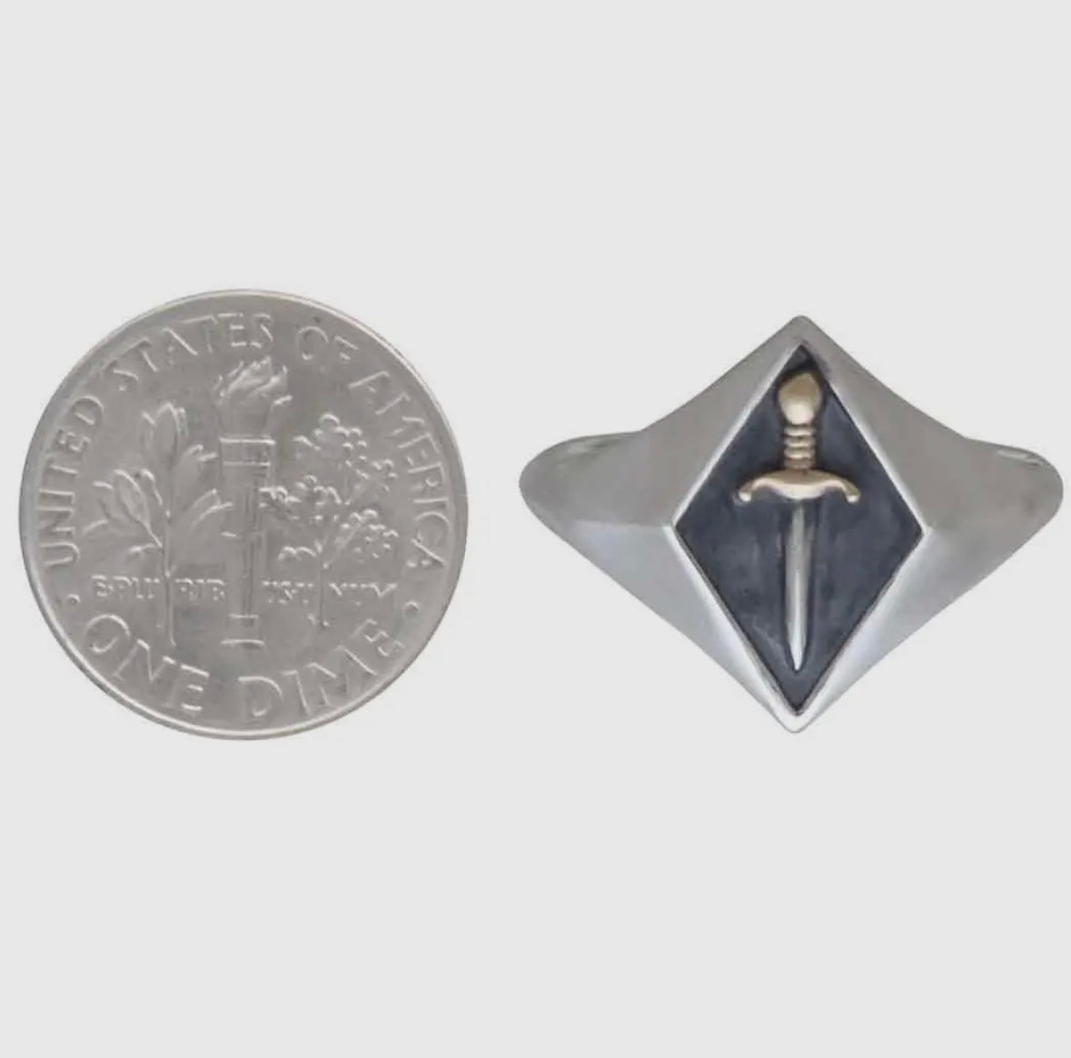 Sword Signet Ring in Sterling Silver with Bronze Accents