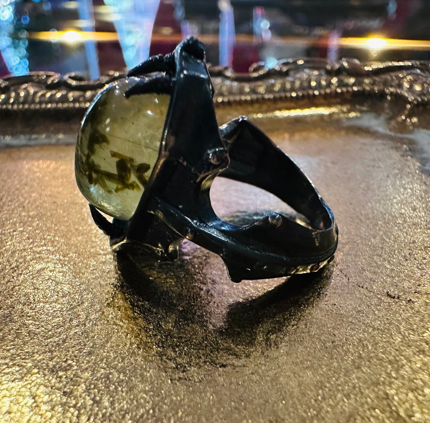 Mossy Prehnite Ring in Sterling Silver by Julian the 2nd