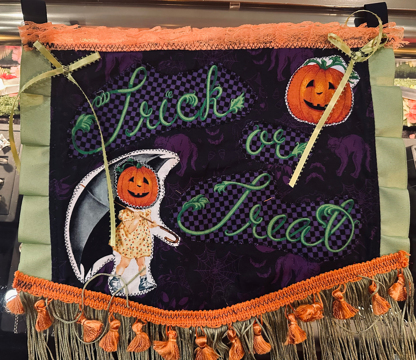 Trick or Treat Halloween Wall Flag Hanging by Dirty Pillows