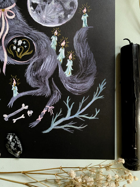 Wolf Moon 8.5x11 Art Print by Olivia Faust